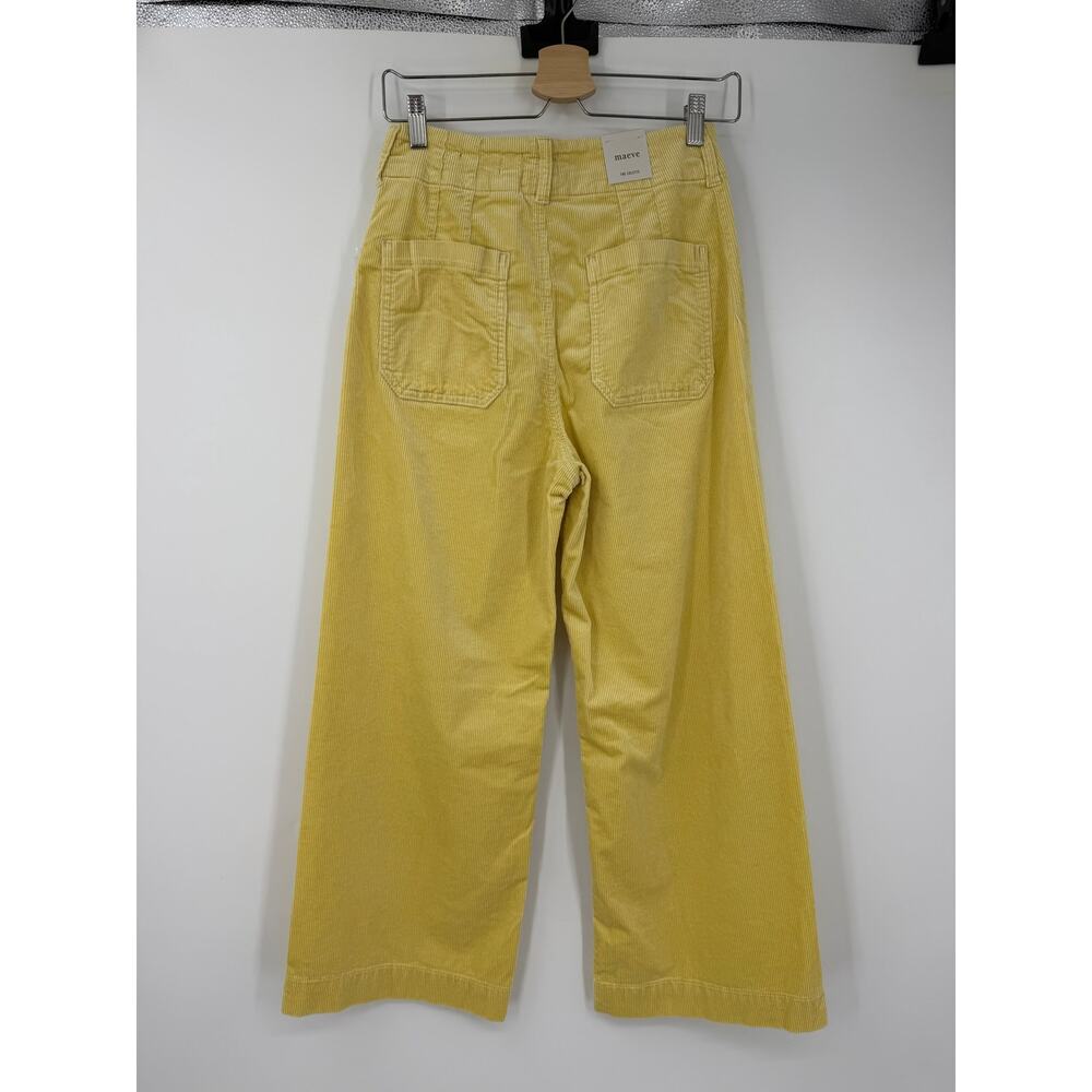 Anthropologie Maeve Colette Cropped Wide Leg Corduroy Pants Sz 28 Light Yellow - Picture 3 of 11